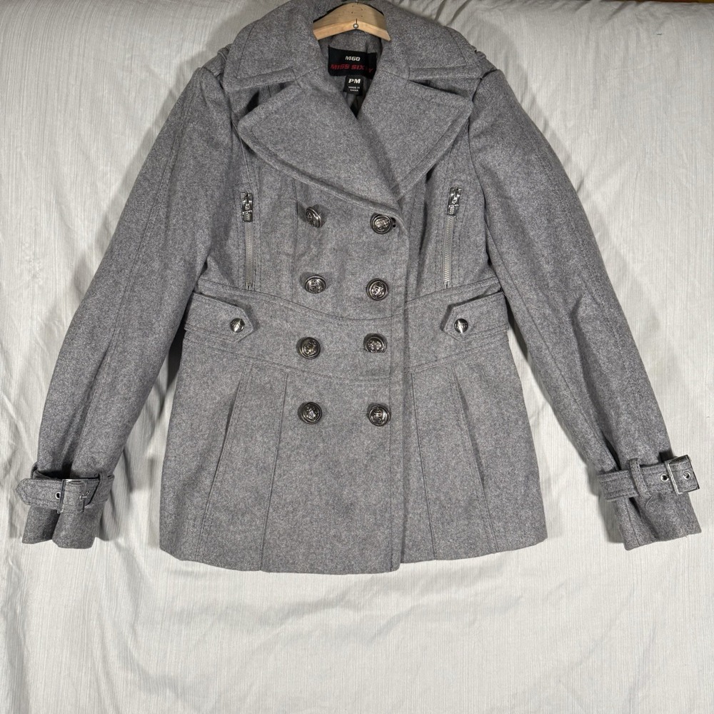 Miss Sixty M60 Wool Blend Peacoat Gray Women's Petite‎ Medium PM